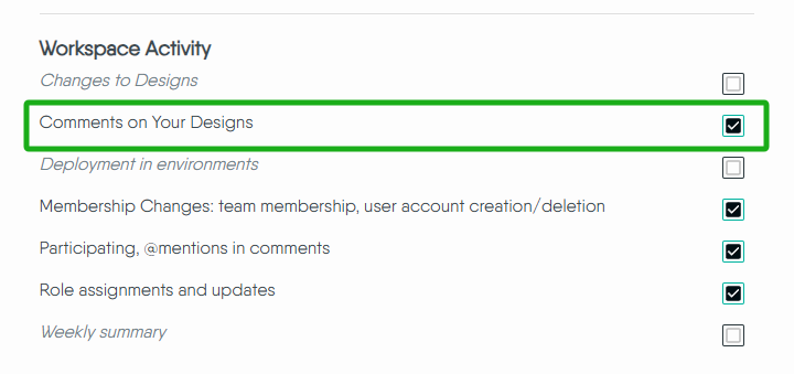 Manage comment notifications in the Cloud Portal
